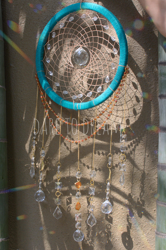 10" Teal suncatcher (7 lines of crystals) - Dare To Dream