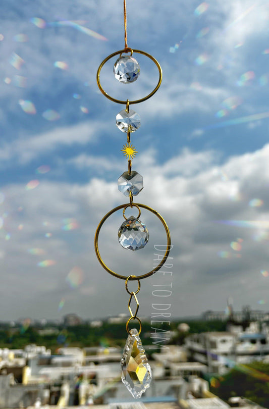 2 ring golden crystal Suncatcher - Dare To Dream