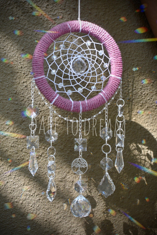 5" Dust Pink Suncatcher (5 lines of crystals) - Dare To Dream