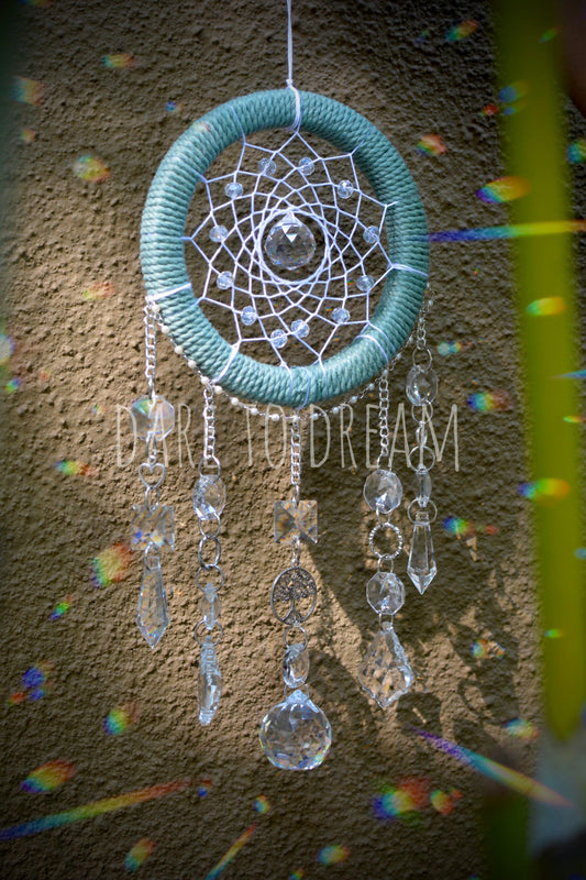 5" Sage Green suncatcher (5 lines of crystals) - Dare To Dream