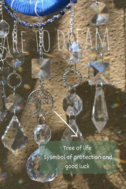 5" Teal Blue Suncatcher (5 lines of crystals) - Dare To Dream