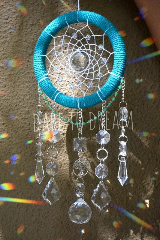 5" Teal Suncatcher (5 lines of crystals) - Dare To Dream