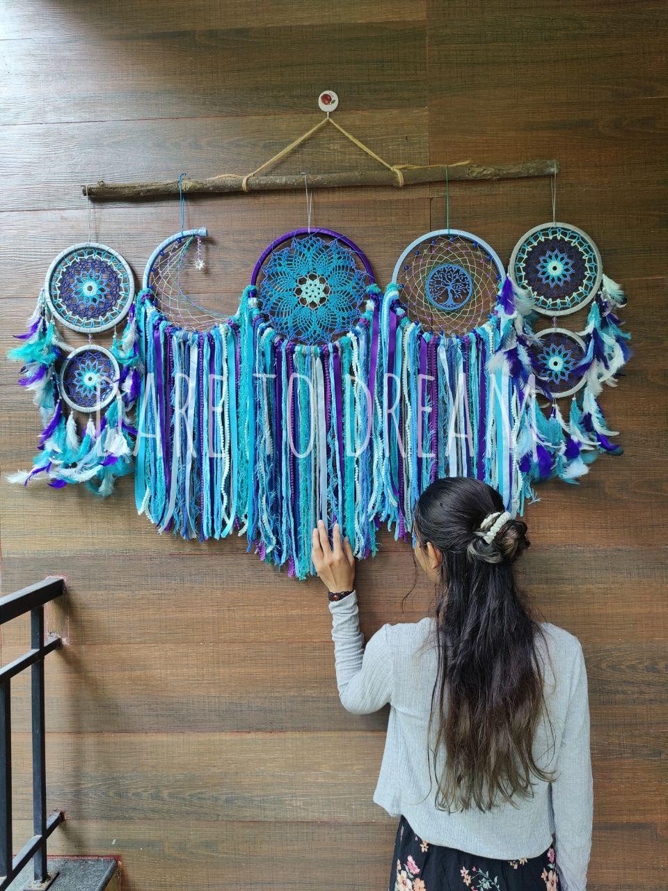 Shades of blue and purple cluster dreamcatcher - Dare To Dream