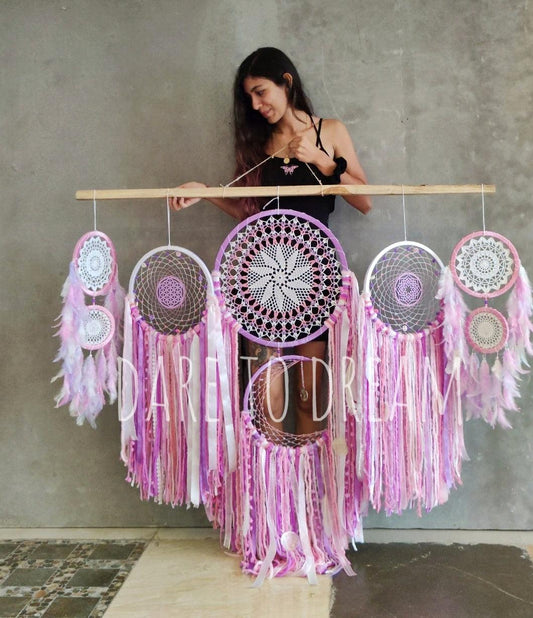 Shades of pink cluster dreamcatcher - Dare To Dream