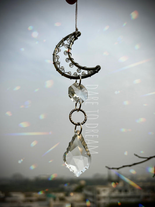 Silver Moon Crystal Car Hanging Suncatcher - Dare To Dream