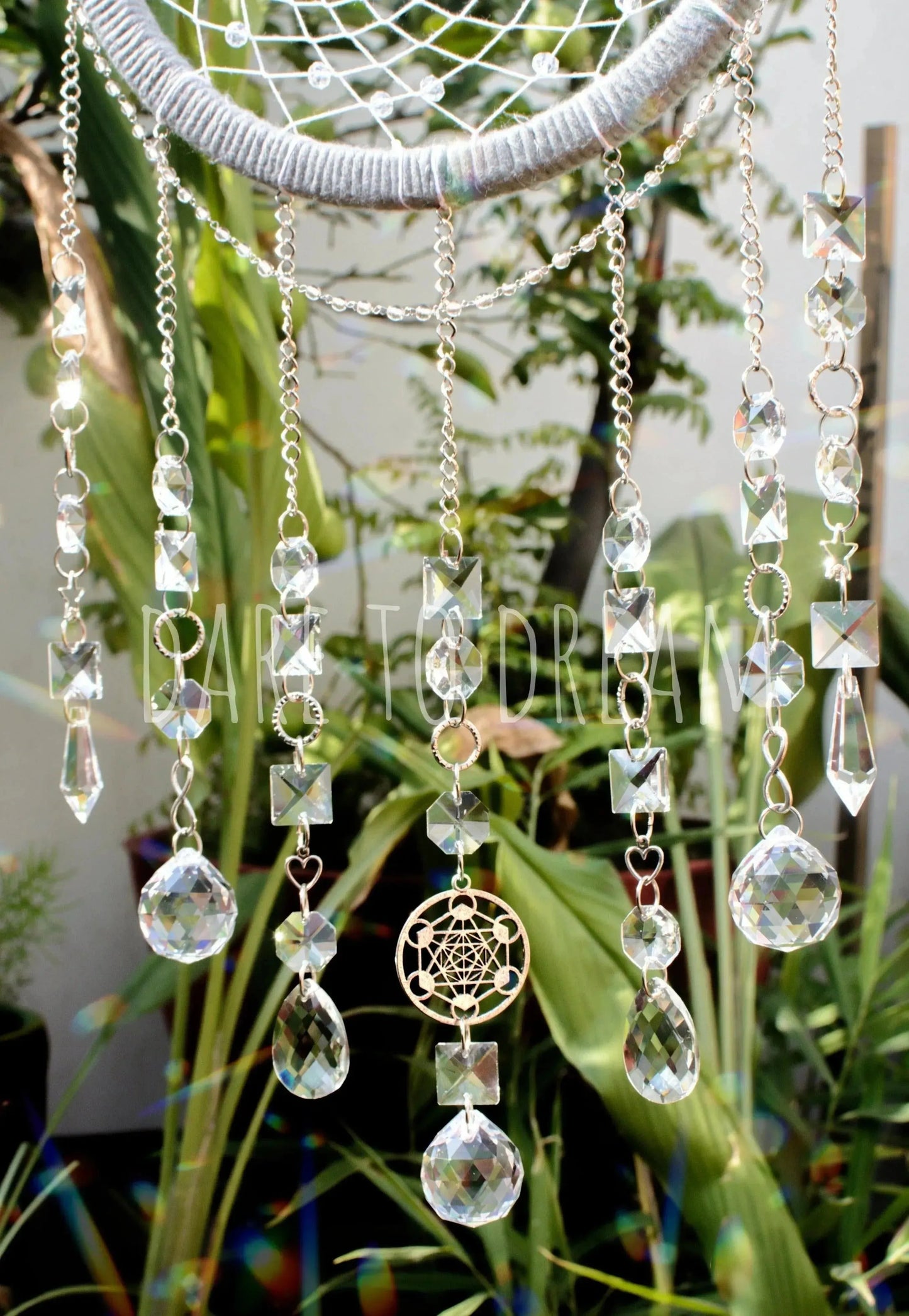 10" Grey suncatcher (7 lines of crystals) - Dare To Dream