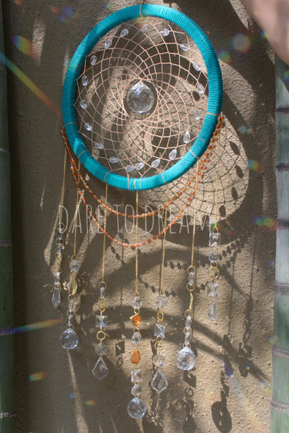 10" Teal suncatcher (7 lines of crystals) - Dare To Dream