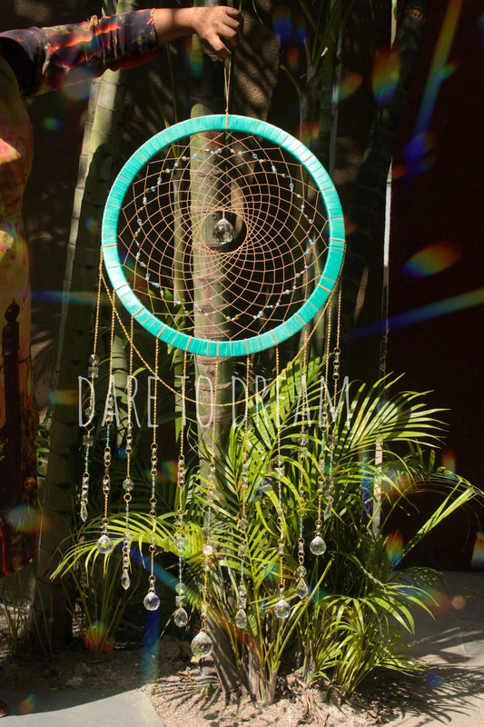 18" Teal suncatcher ( 11 lines of crystals) - Dare To Dream
