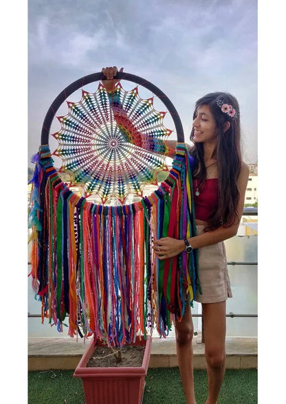 25" Multi colour Crochet Dreamcatcher - Dare To Dream