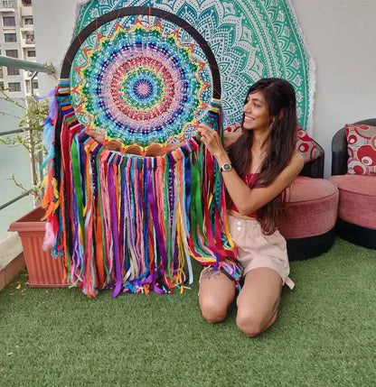 25" Multi colour Crochet Dreamcatcher - Dare To Dream