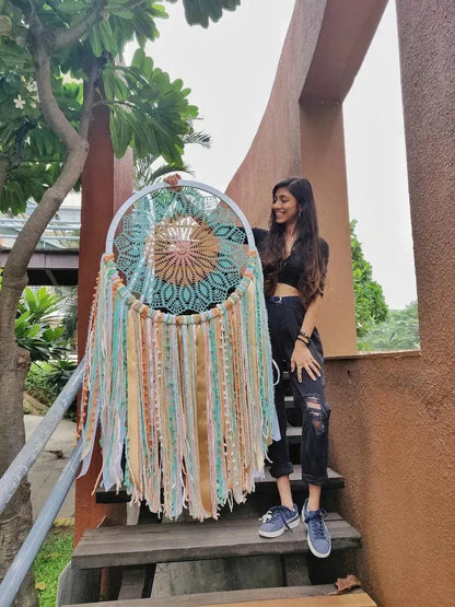 27 Inch Pastel Flower Crochet Dreamcatcher - Dare To Dream
