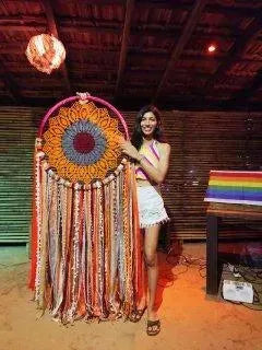 27" Orange flower crochet dreamcatcher - Dare To Dream