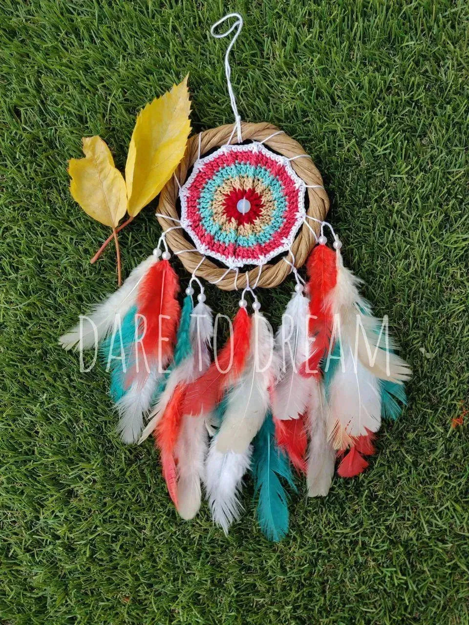 4" crochet car hanging dreamcatcher - Dare To Dream