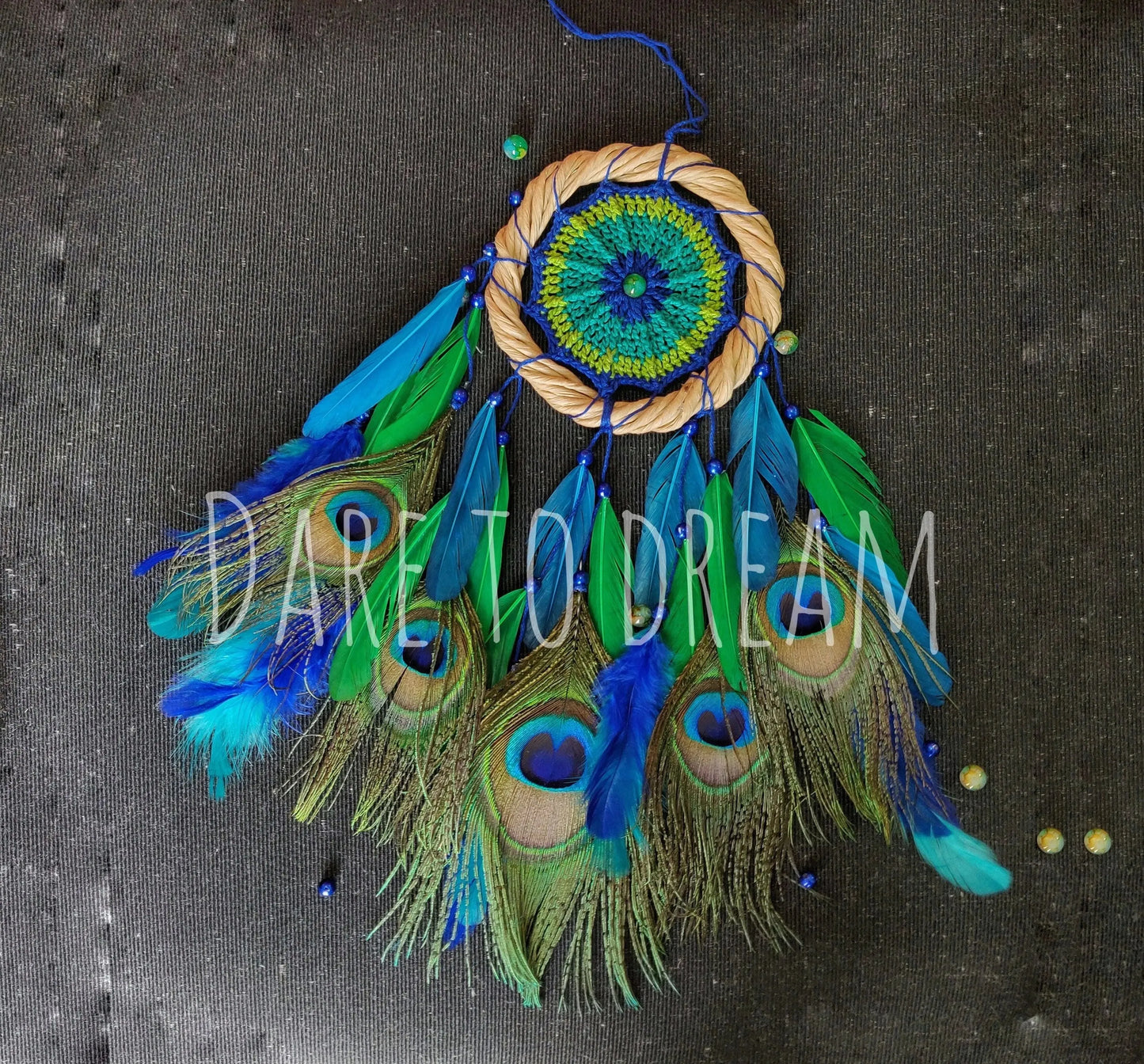 4" crochet car hanging dreamcatcher - Dare To Dream