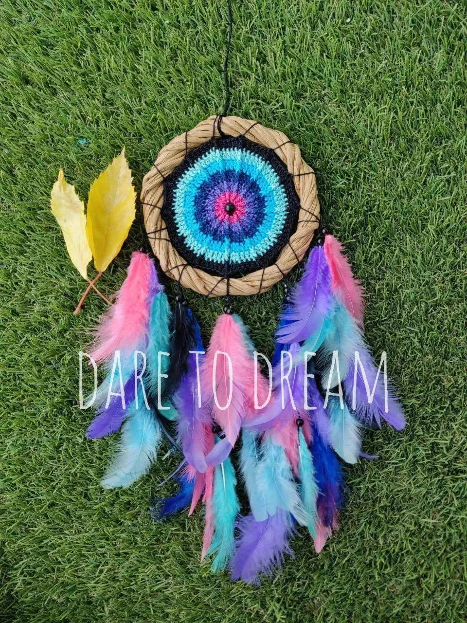 4" crochet car hanging dreamcatcher - Dare To Dream