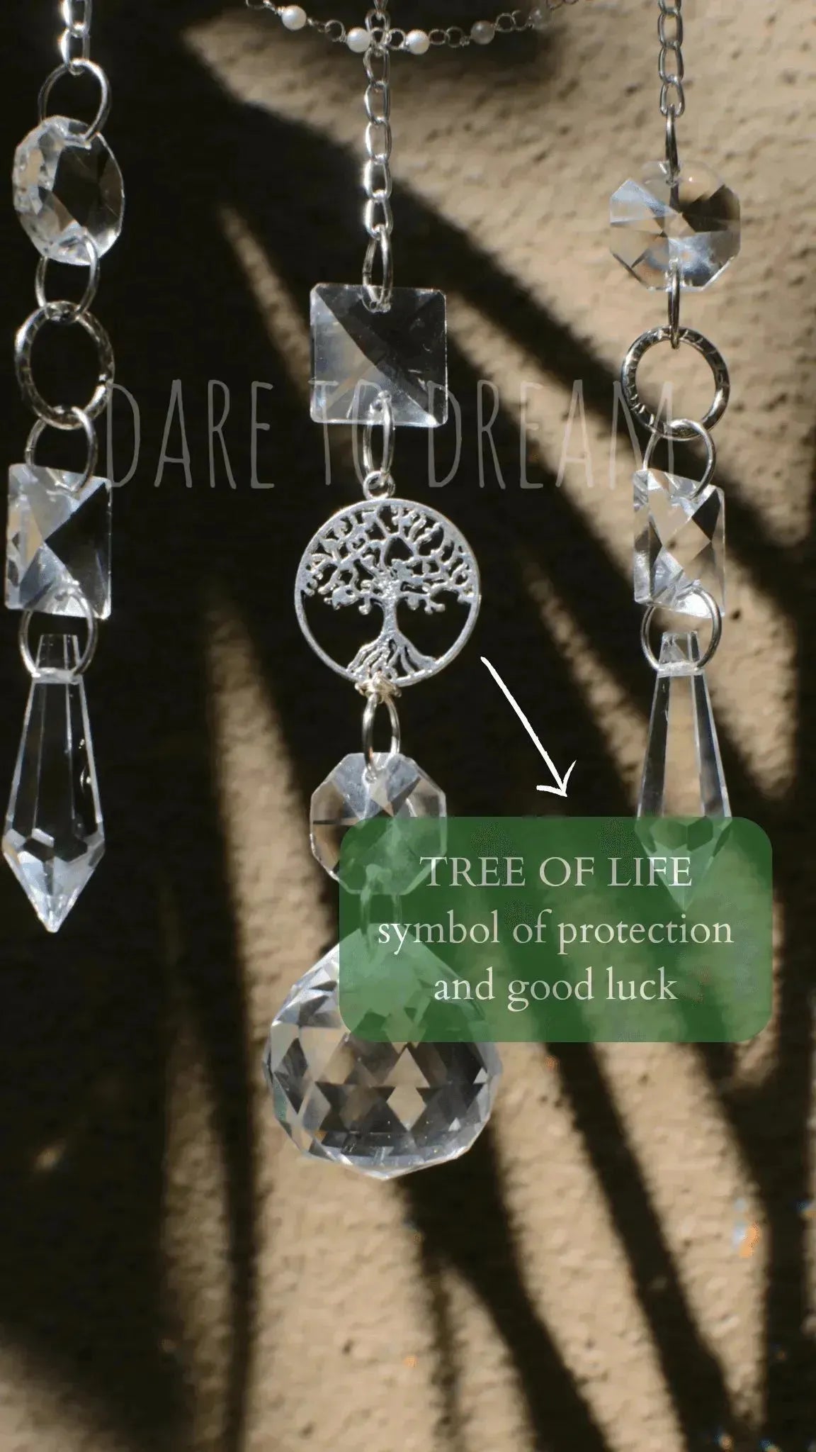 5" Pastel Blue suncatcher (5 lines of crystals) - Dare To Dream