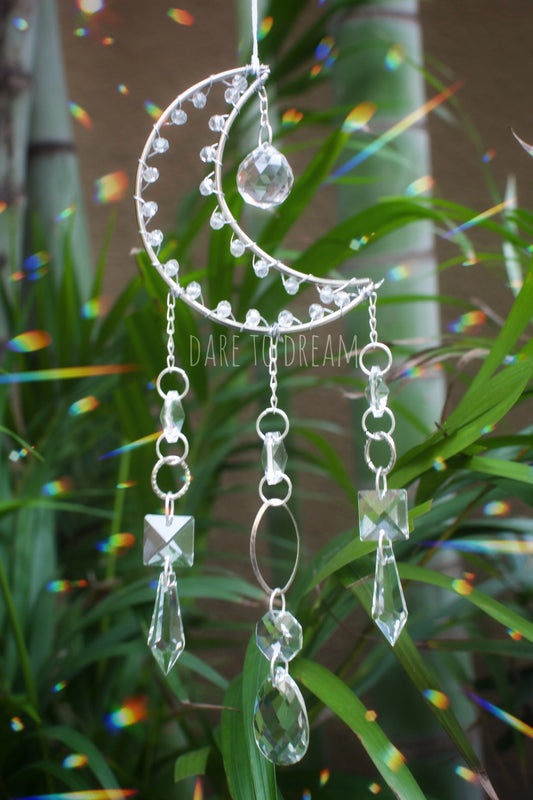 Silver Moon Crystal Suncatcher