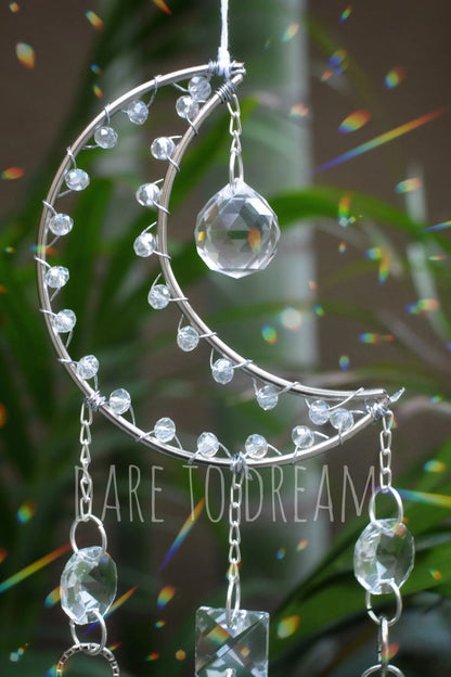 Silver Moon Crystal Suncatcher