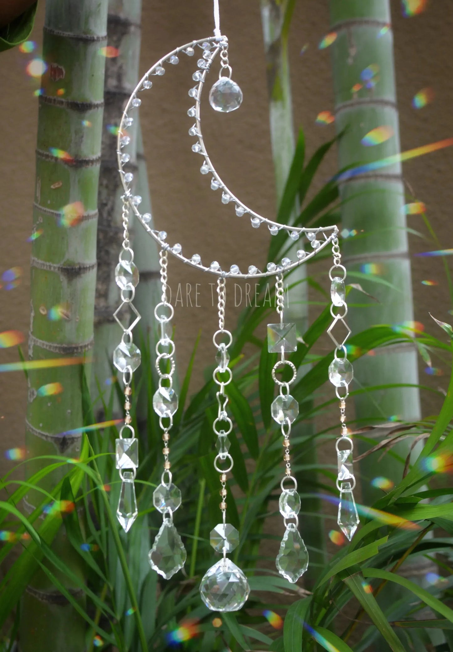 Silver Moon Crystal Suncatcher (Big)