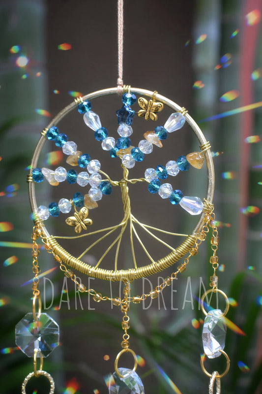 Tree of life Suncatcher - Teal Blue ( Mini Version )