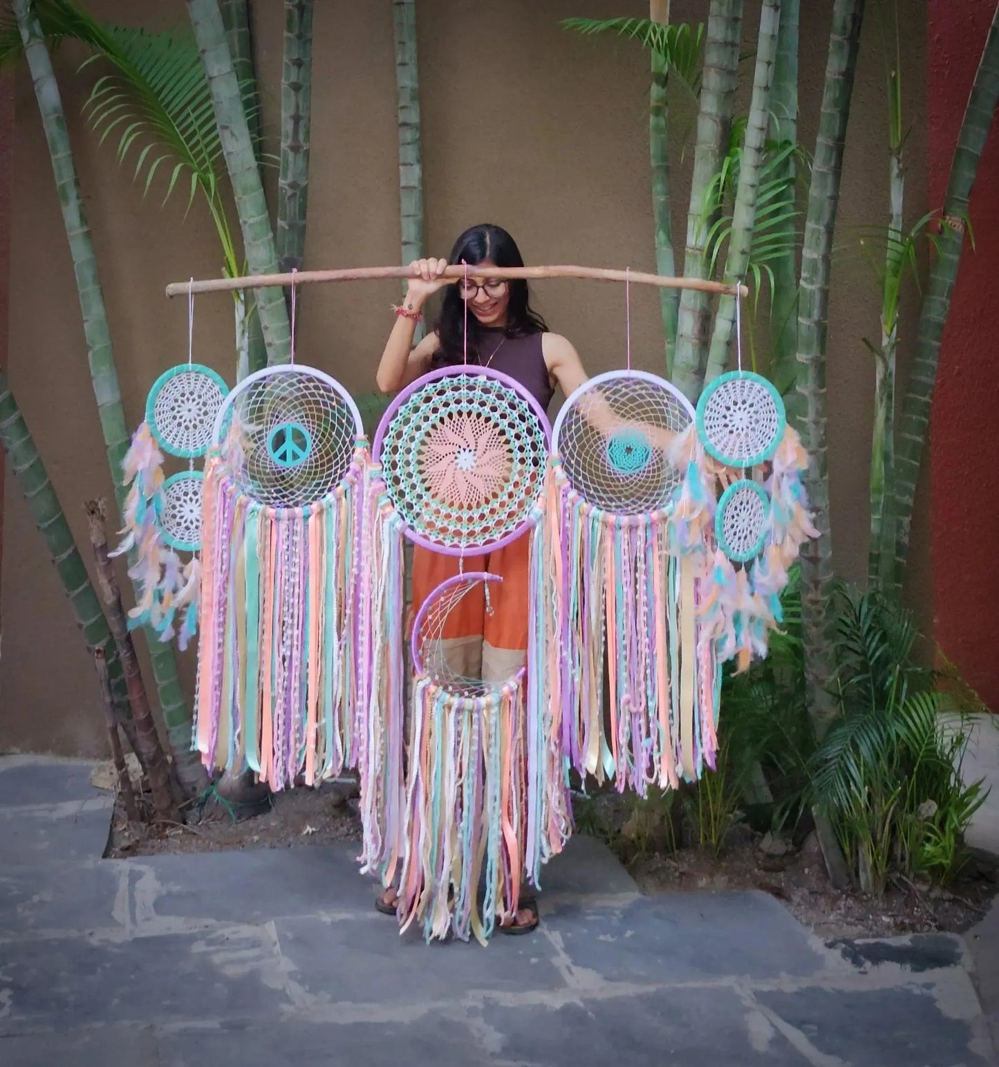 Boho Pastel huge cluster dreamcatcher - Dare To Dream