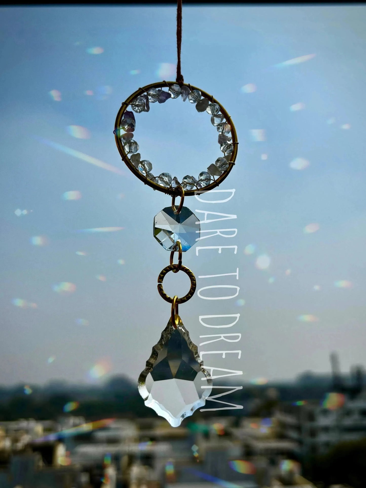 Golden crystal Car Hanging Suncatcher - Dare To Dream