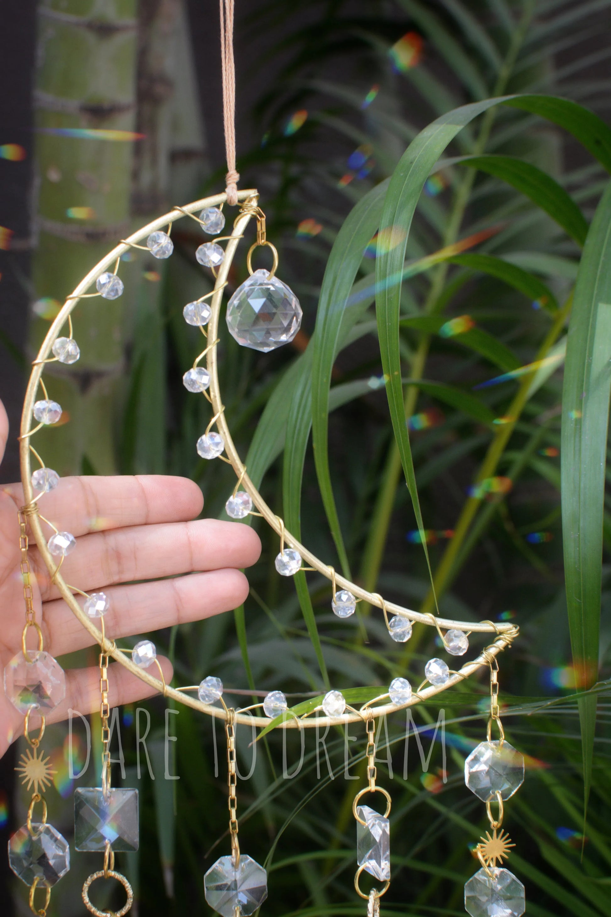 Golden Moon Crystal Suncatcher (Big) - Dare To Dream