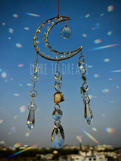 Golden Moon Crystal Suncatcher - Dare To Dream