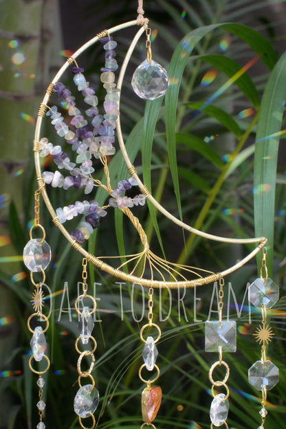 Golden Moon Tree of Life Crystal Suncatcher (Big) - Dare To Dream