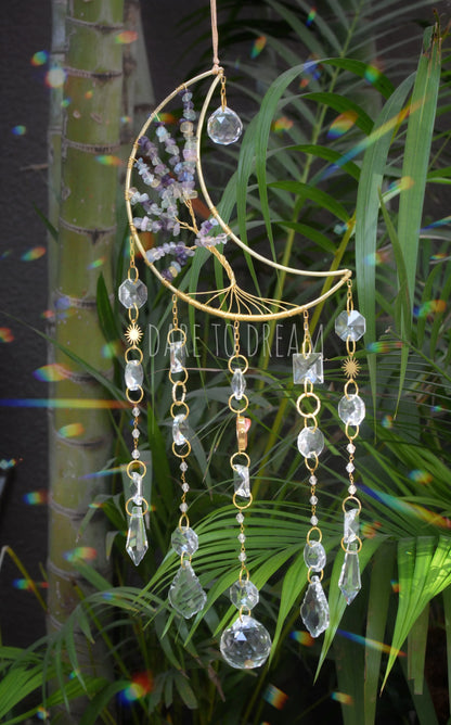 Golden Moon Tree of Life Crystal Suncatcher (Big) - Dare To Dream
