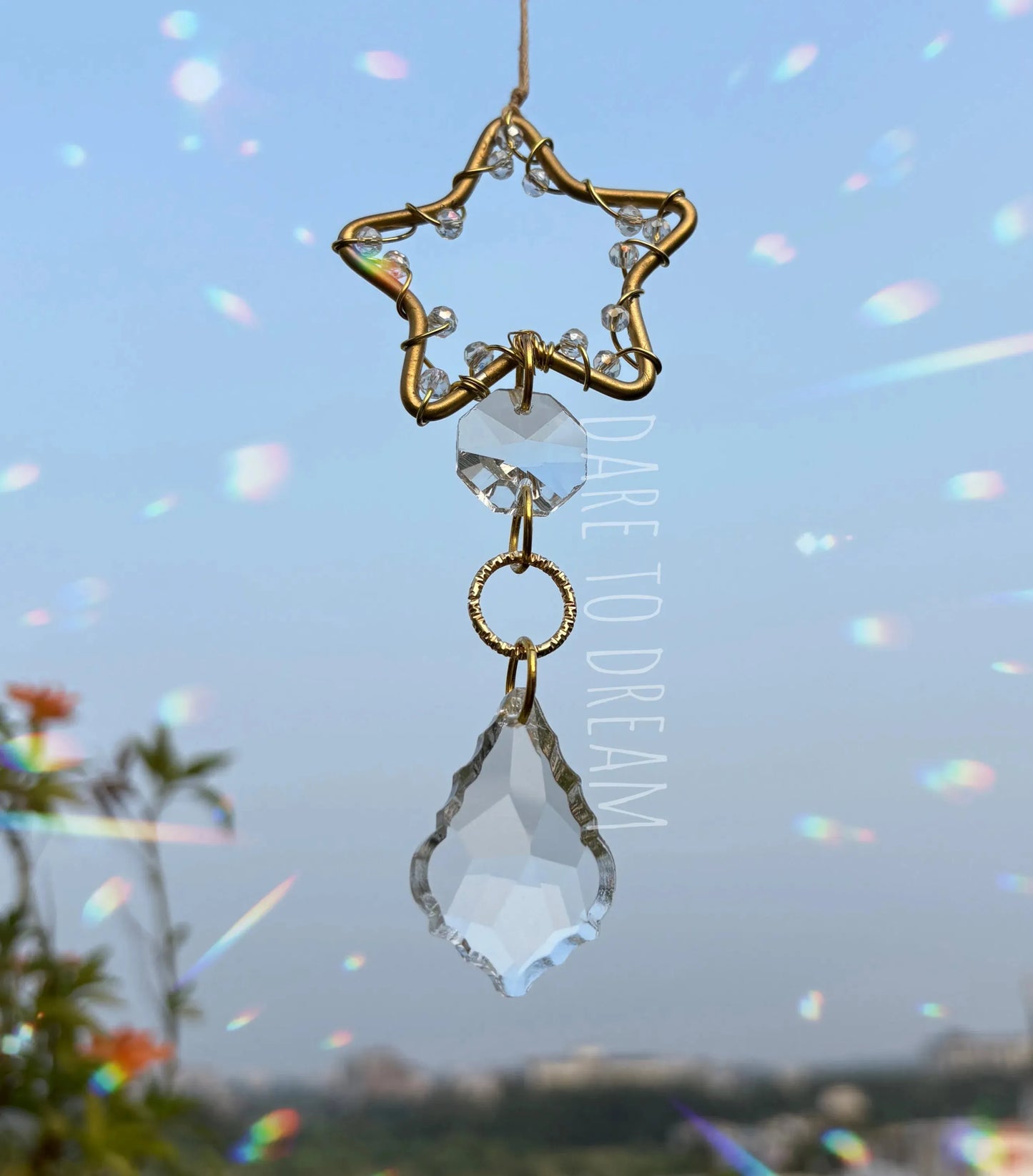 Golden Star crystal Car Hanging Suncatcher - Dare To Dream