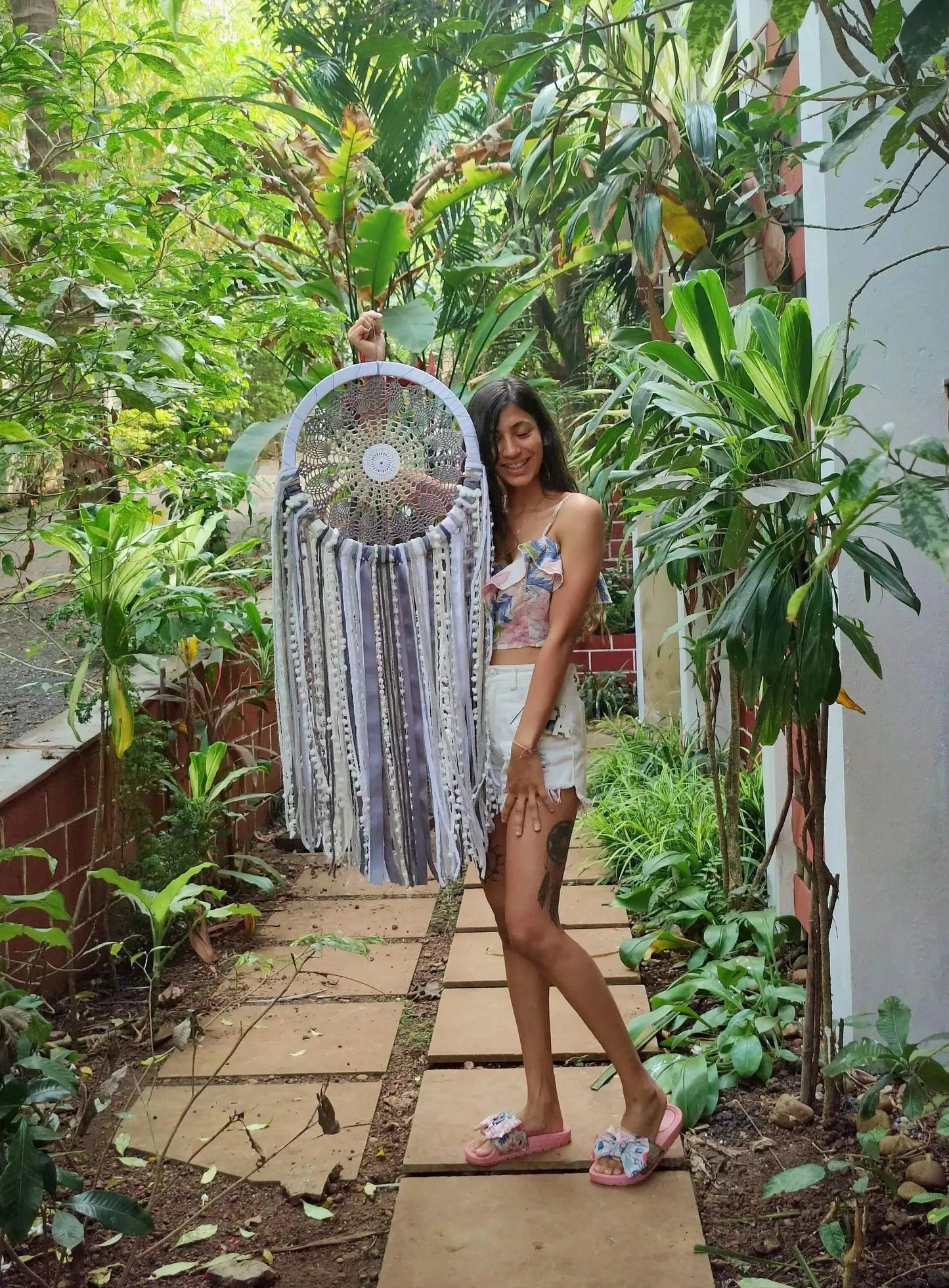 Grey Crochet Dreamcatcher - Dare To Dream