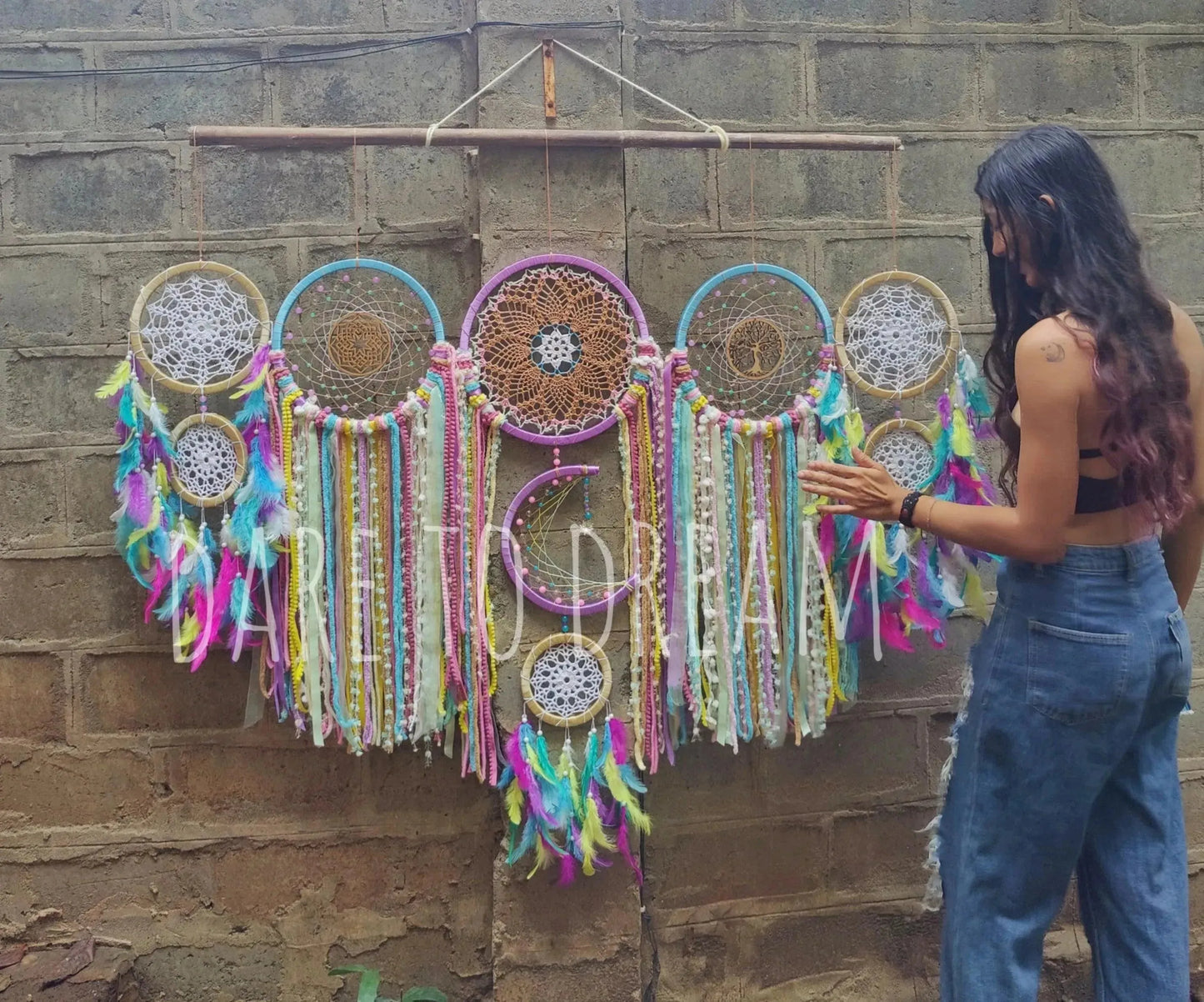 Pastel cluster dreamcatcher (Moon) - Dare To Dream