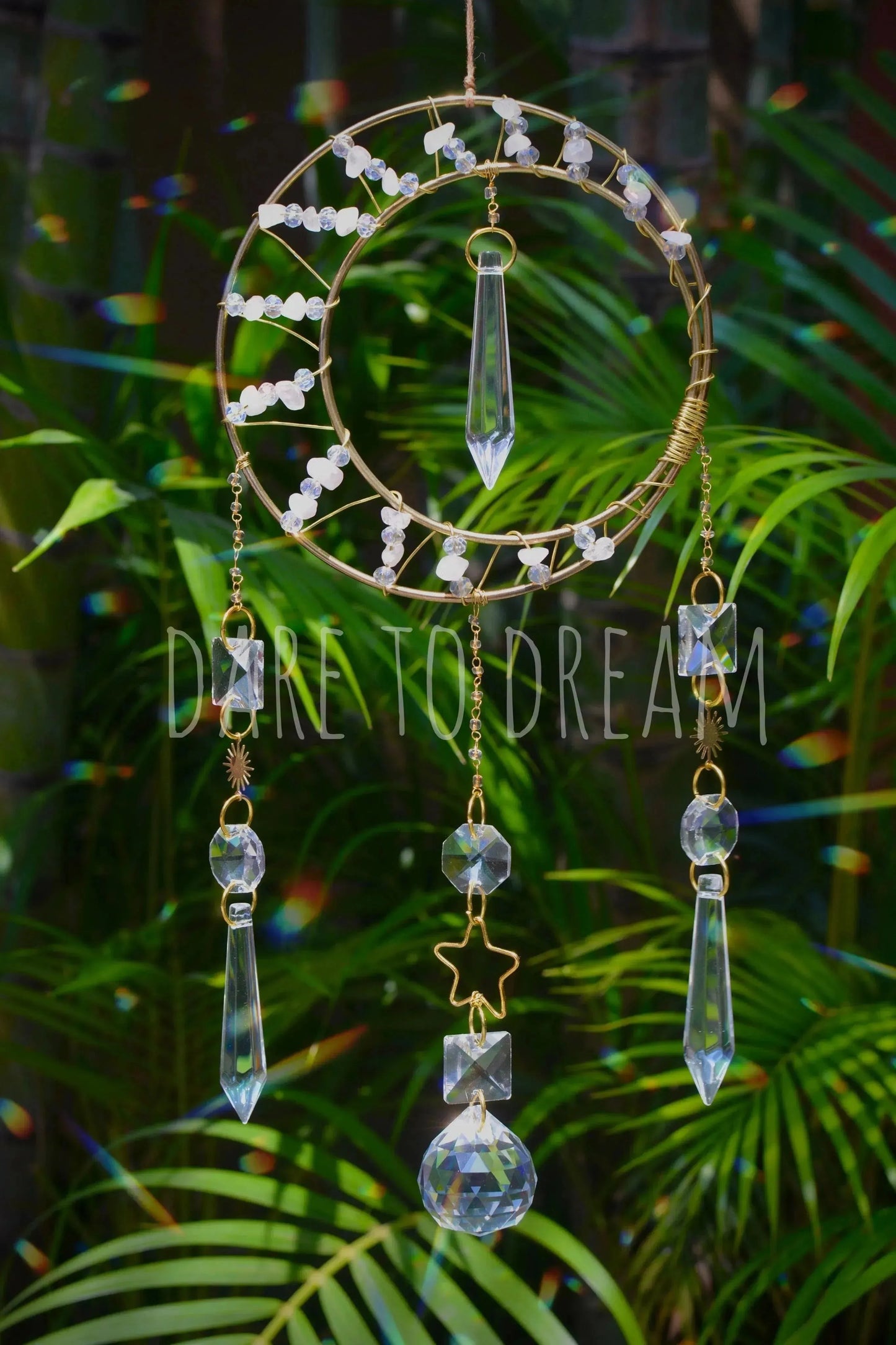 Round Golden Star Crystal Suncatcher - Dare To Dream