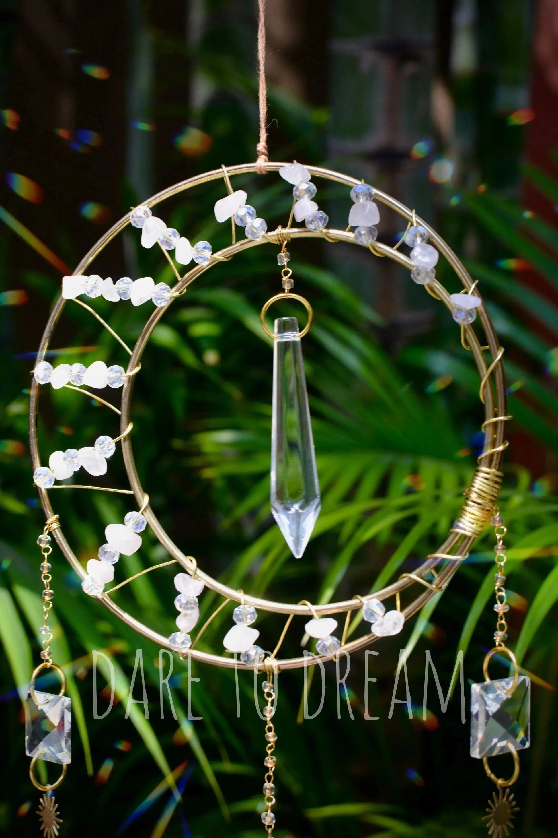 Round Golden Star Crystal Suncatcher - Dare To Dream