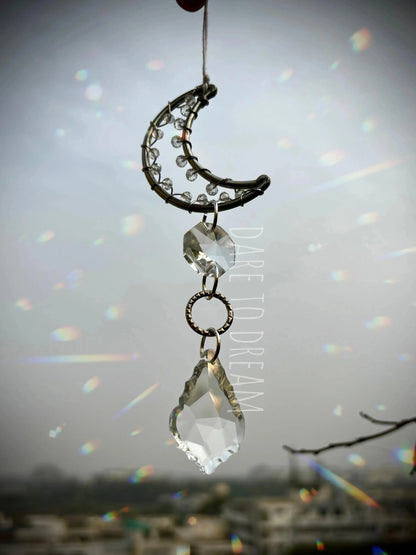 Silver Moon Crystal Car Hanging Suncatcher - Dare To Dream