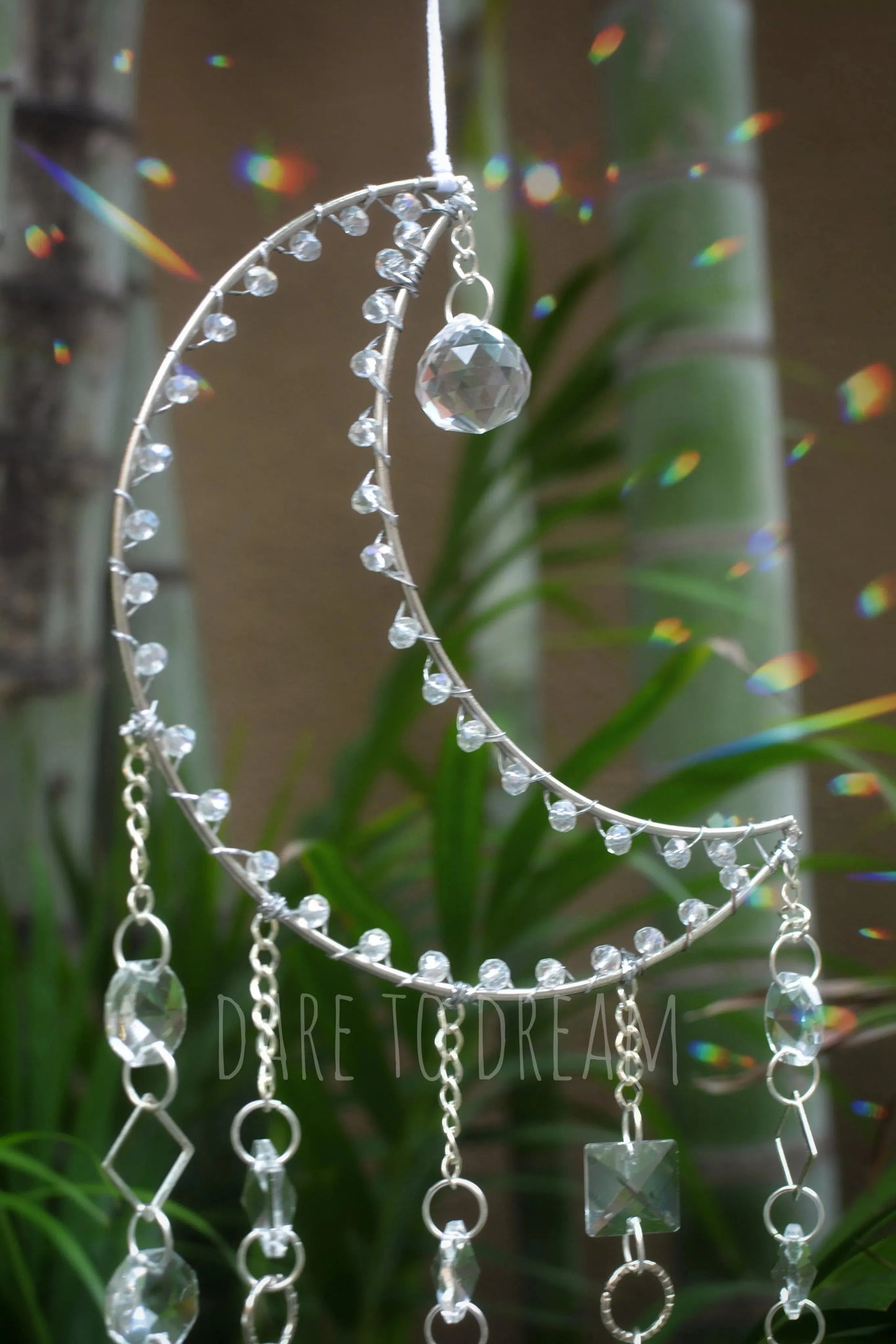 Silver Moon Crystal Suncatcher (Big) - Dare To Dream