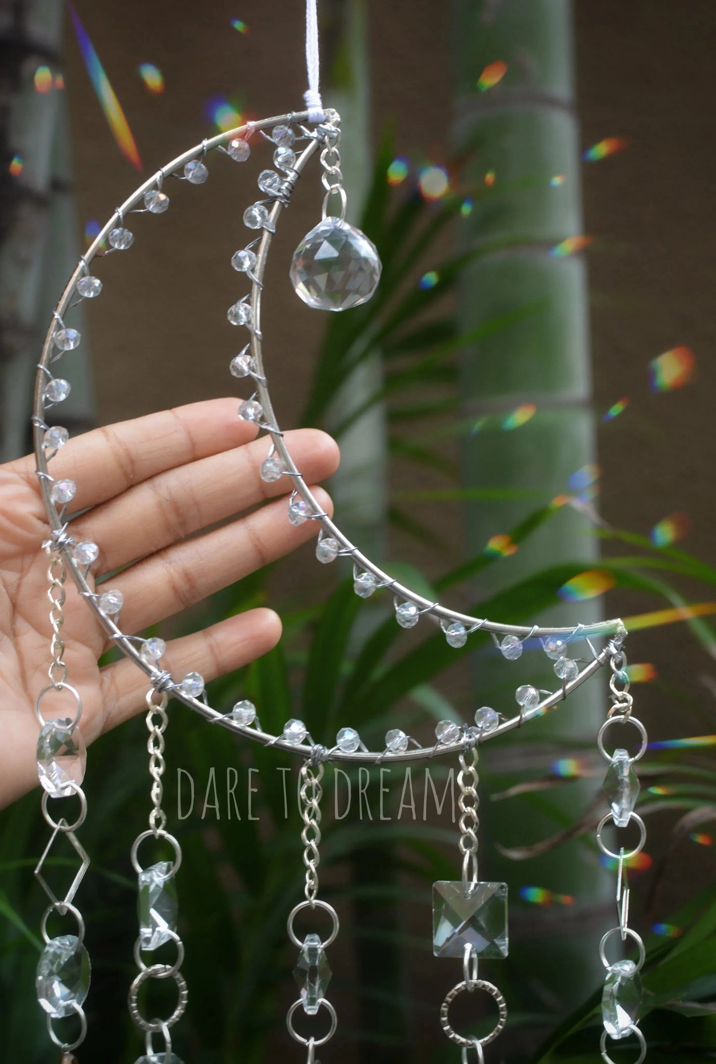 Silver Moon Crystal Suncatcher (Big) - Dare To Dream