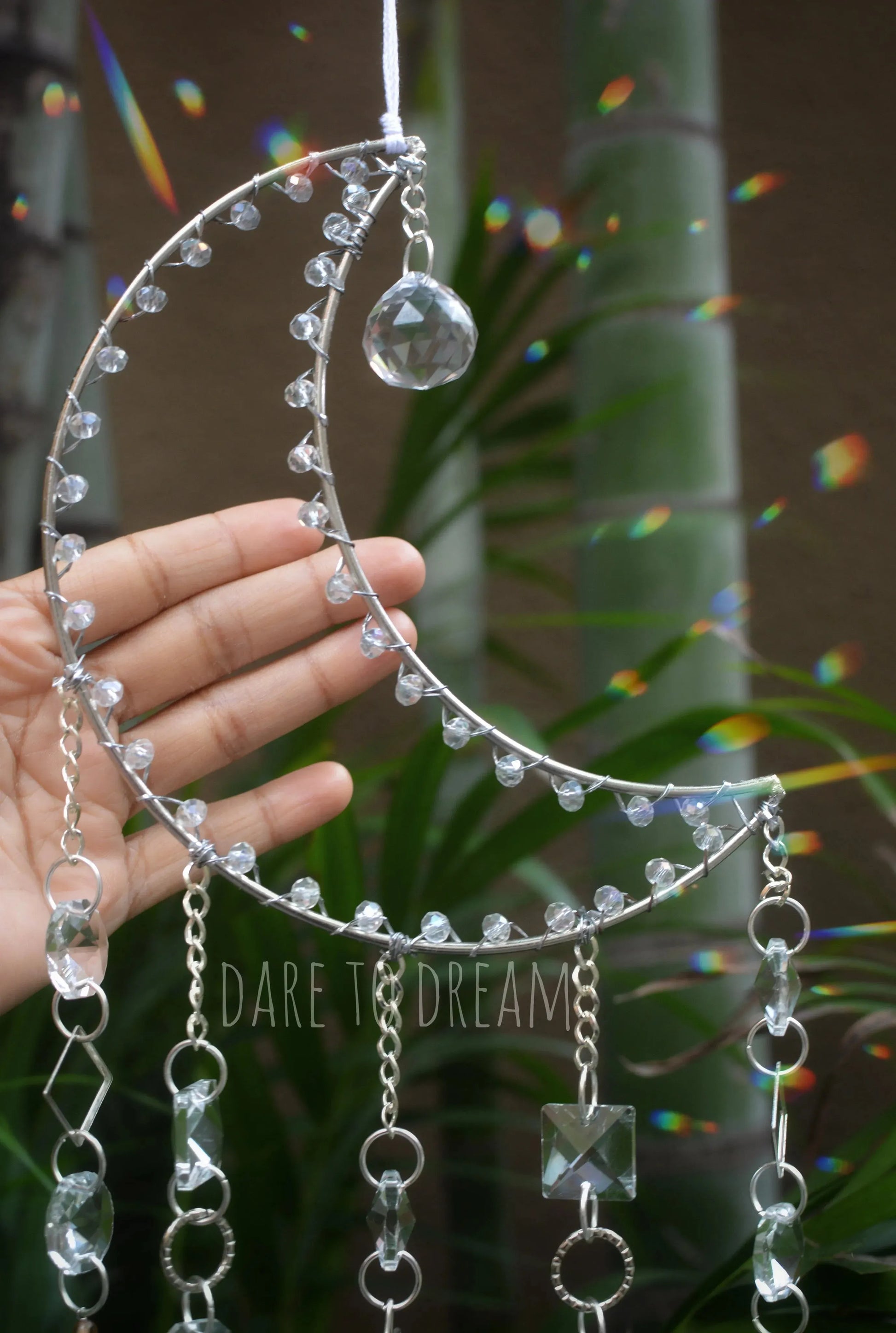 Silver Moon Crystal Suncatcher (Big) - Dare To Dream