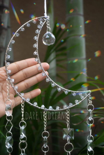 Silver Moon Crystal Suncatcher (Big) - Dare To Dream