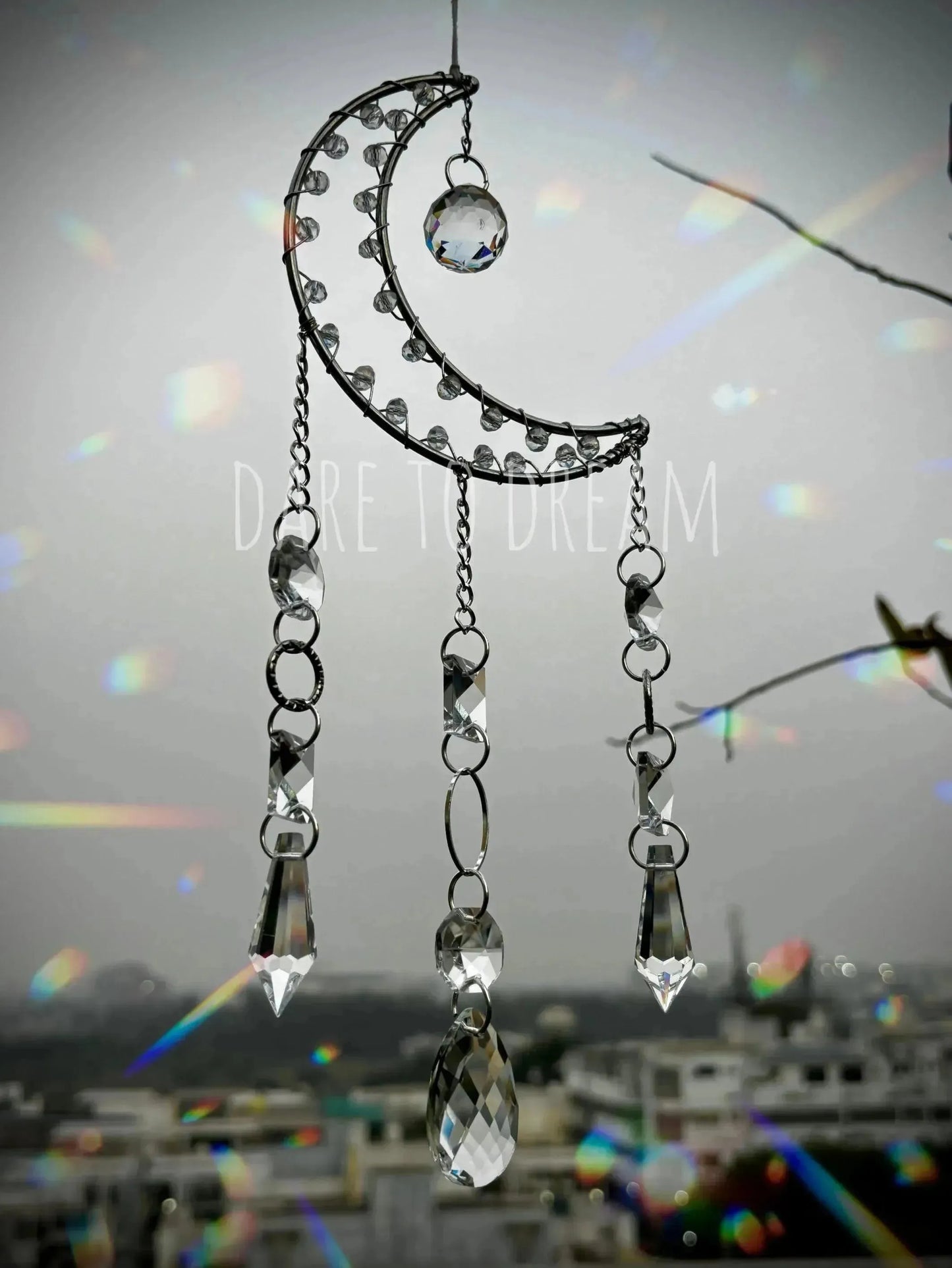 Silver Moon Crystal Suncatcher - Dare To Dream