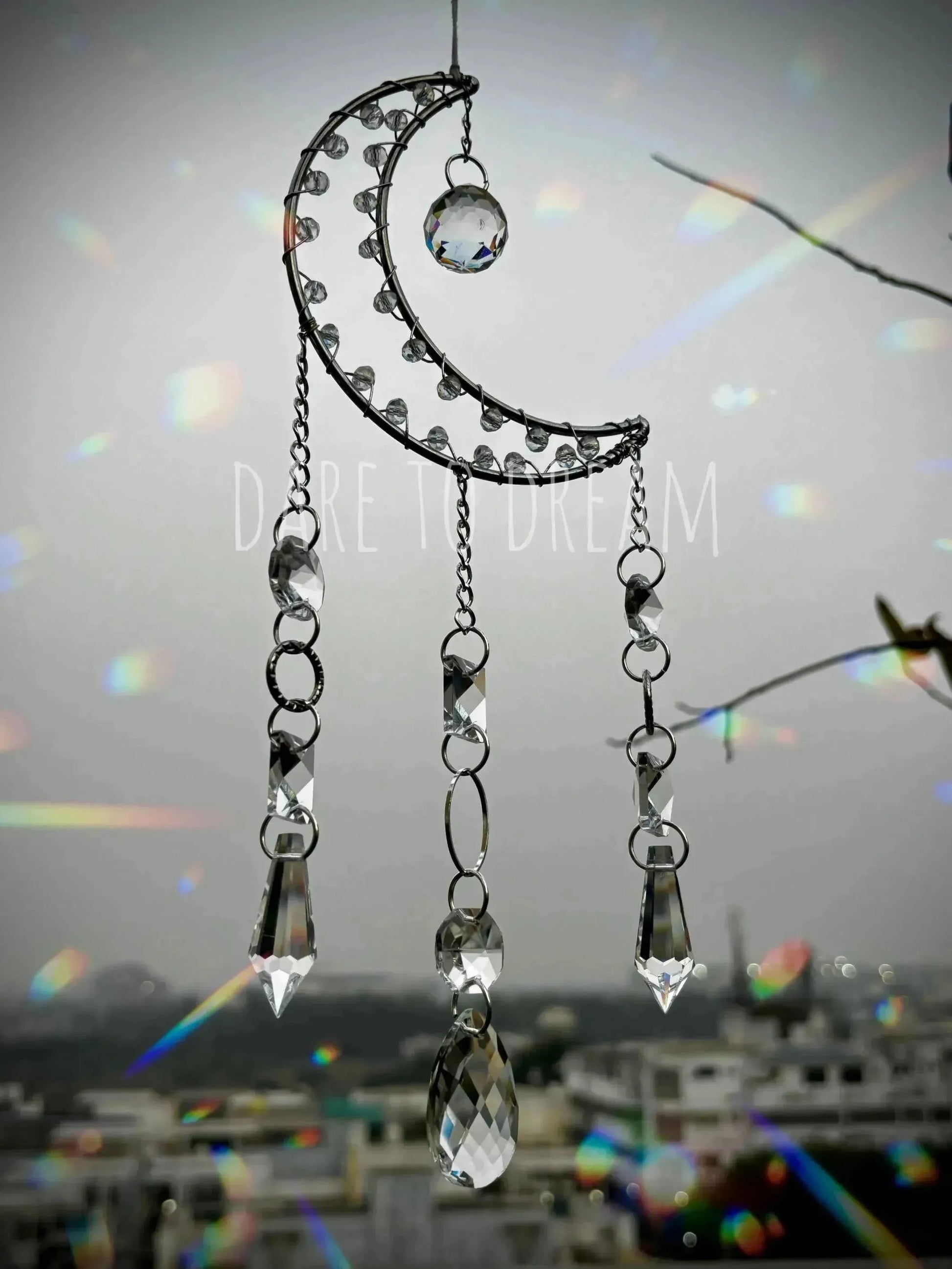 Silver Moon Crystal Suncatcher - Dare To Dream