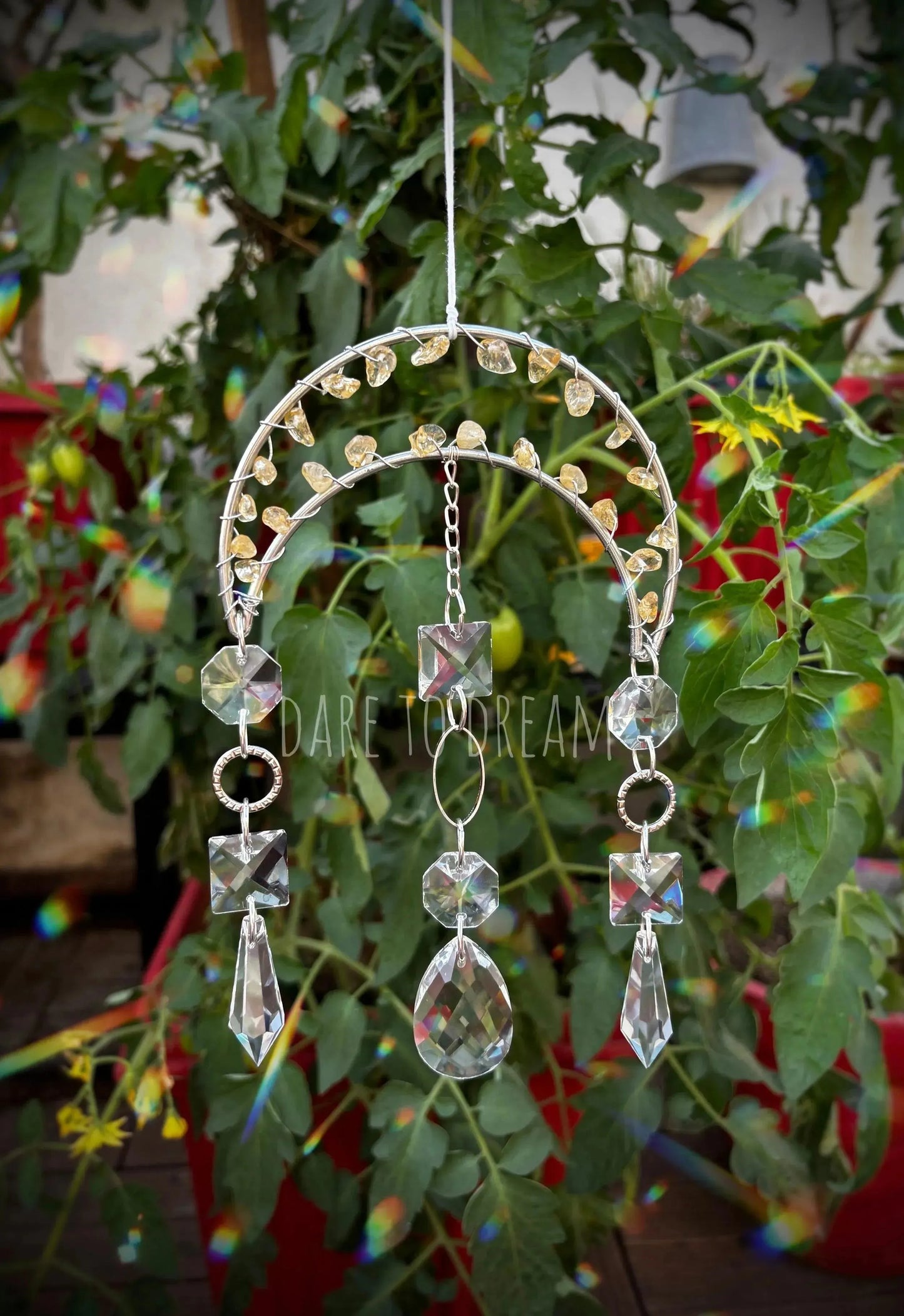 Silver Moon Stone Boho Suncatcher - Dare To Dream